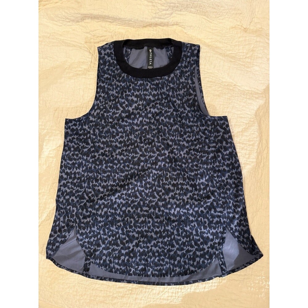 Athleta Navy Blue And black Leopard Print Tank Top - Small